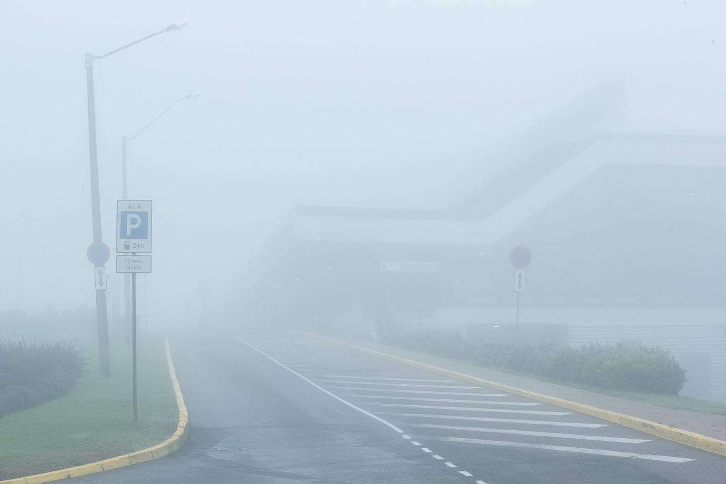 Таллиннский аэропорт в тумане.