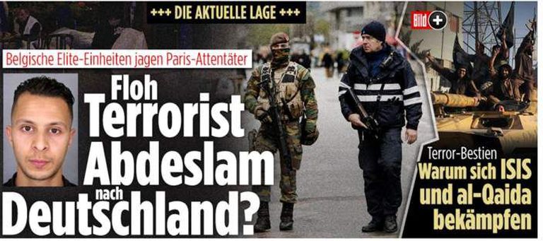 Saksa tabloid Bild küsib, kas Abdeslamil on õnnestunud pääseda Saksamaale. Foto: