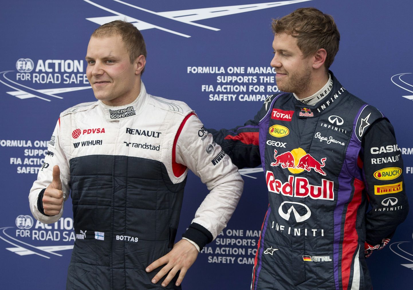 Valtteri Bottas (vasakul) koos Sebastian Vetteliga.