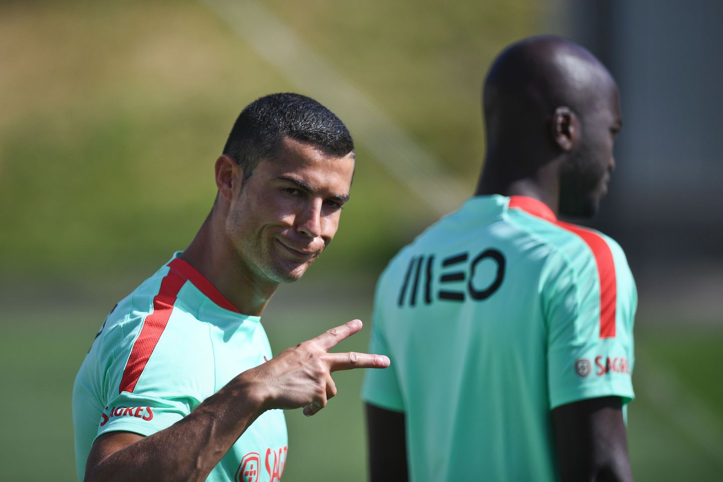 Cristiano Ronaldo Portugali koondise treeningul.