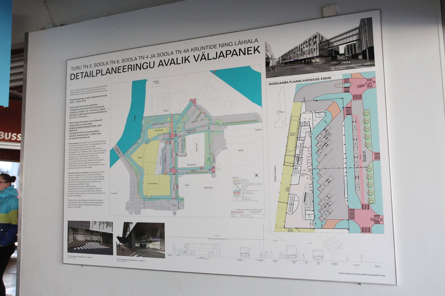 Tartu bussijaamas on väljas bussijaama ja selle lähiümbruse detailplaneeringu väljapanek.