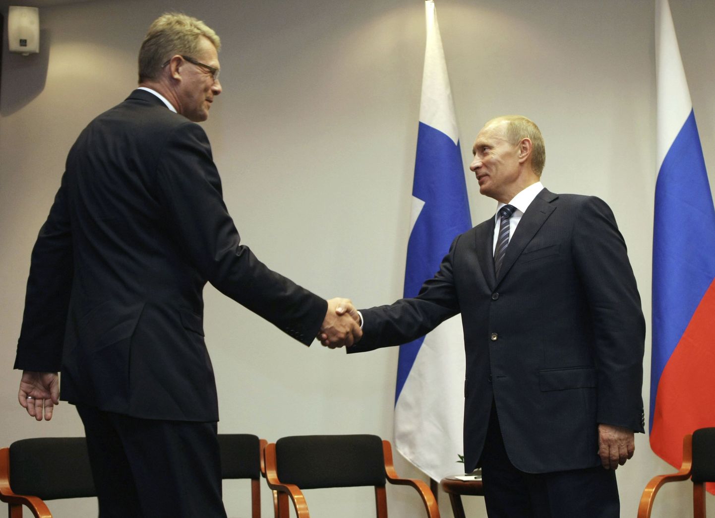 Матти Ванханен и Владимир Путин на встрече в Польше 1 сентября.