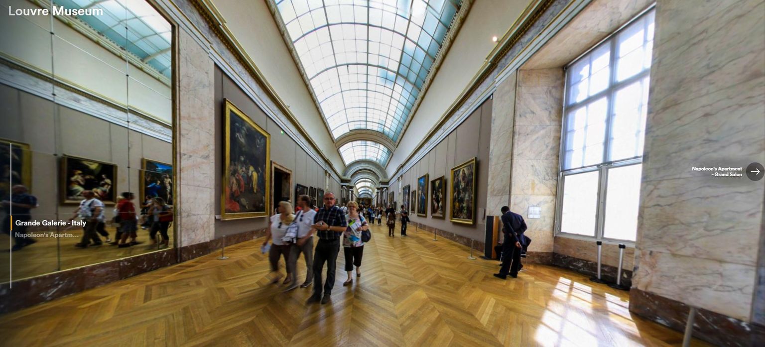 Louvre'i koridorides ja saalides saab kunstimaailmaga tutvuda virtuaaltuuril.