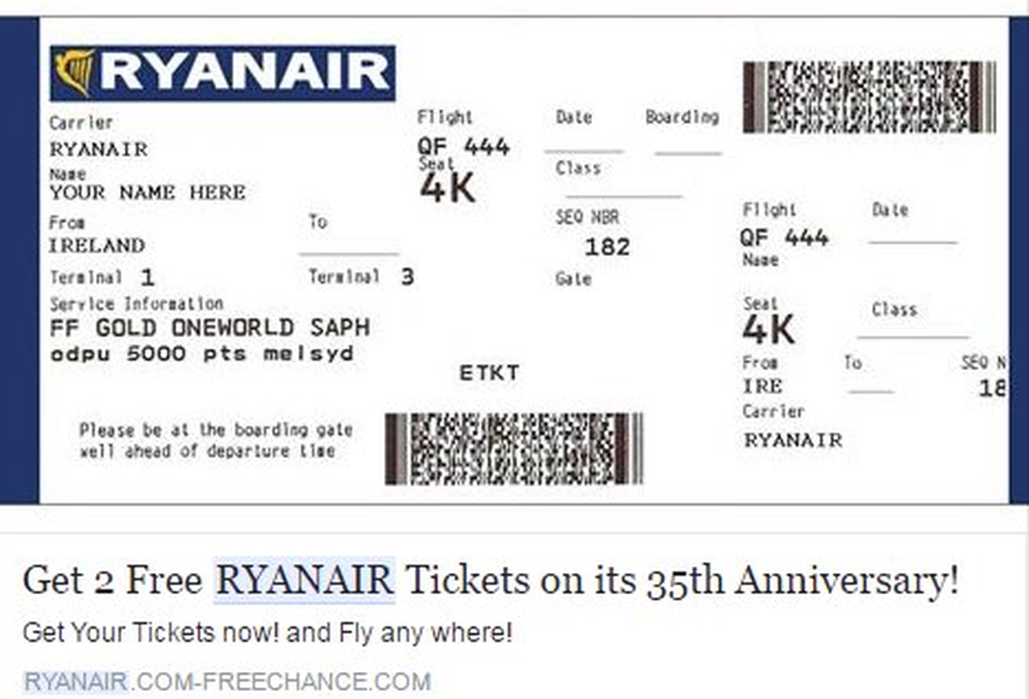 Ryanairi võltskampaania