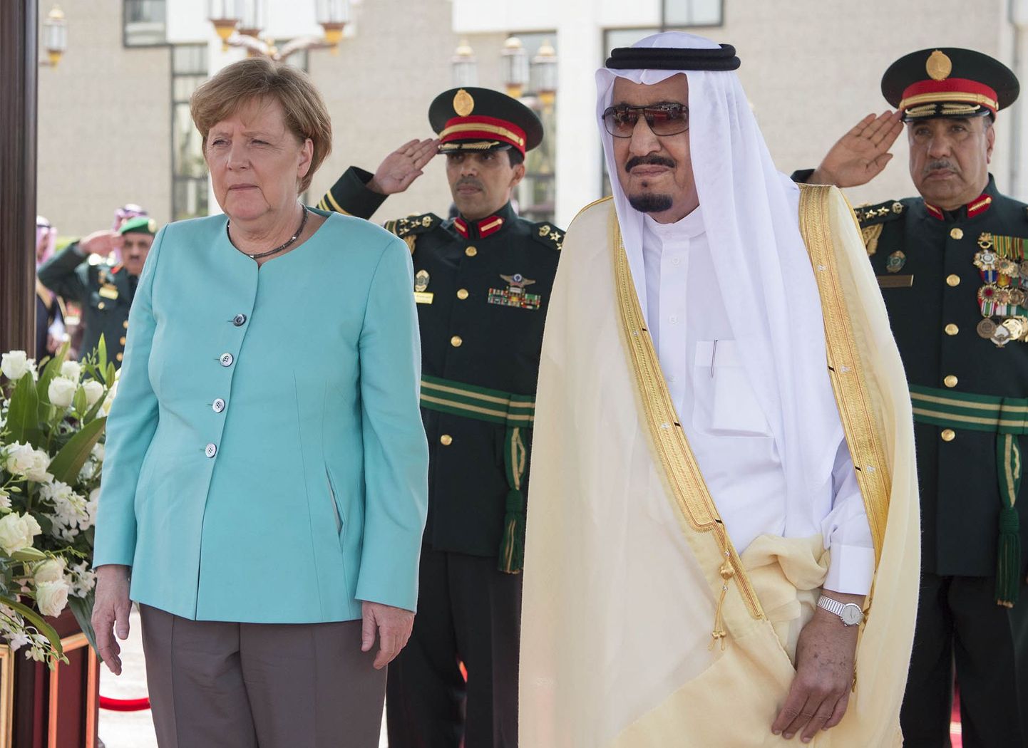 Ангела Меркель на встрече с королем Сальманом бен Абделем Азиз аль-Саудом.