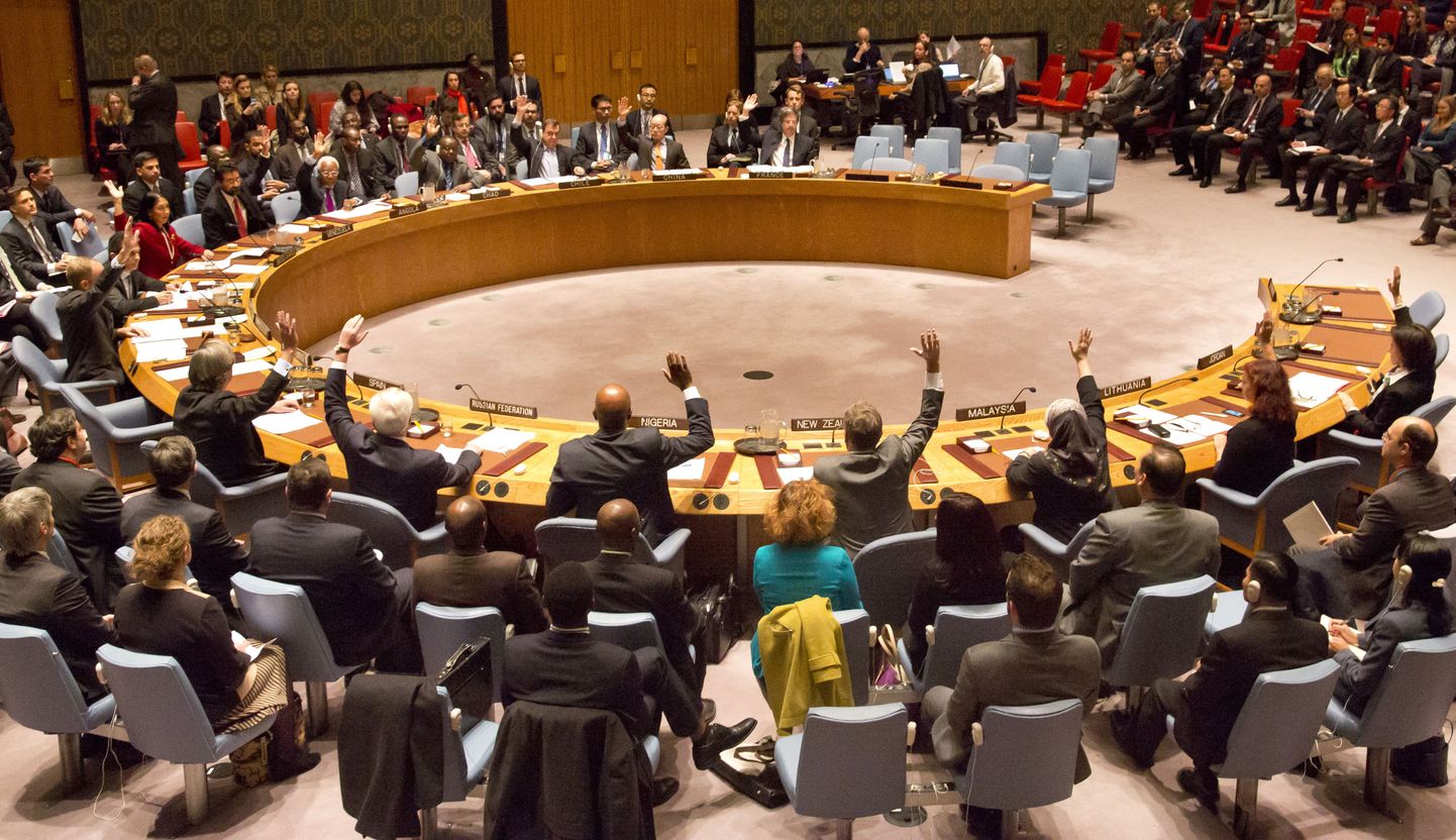 ÜRO julgeolekunõukogu maailmaorganisatsiooni peakontoris New Yorkis.