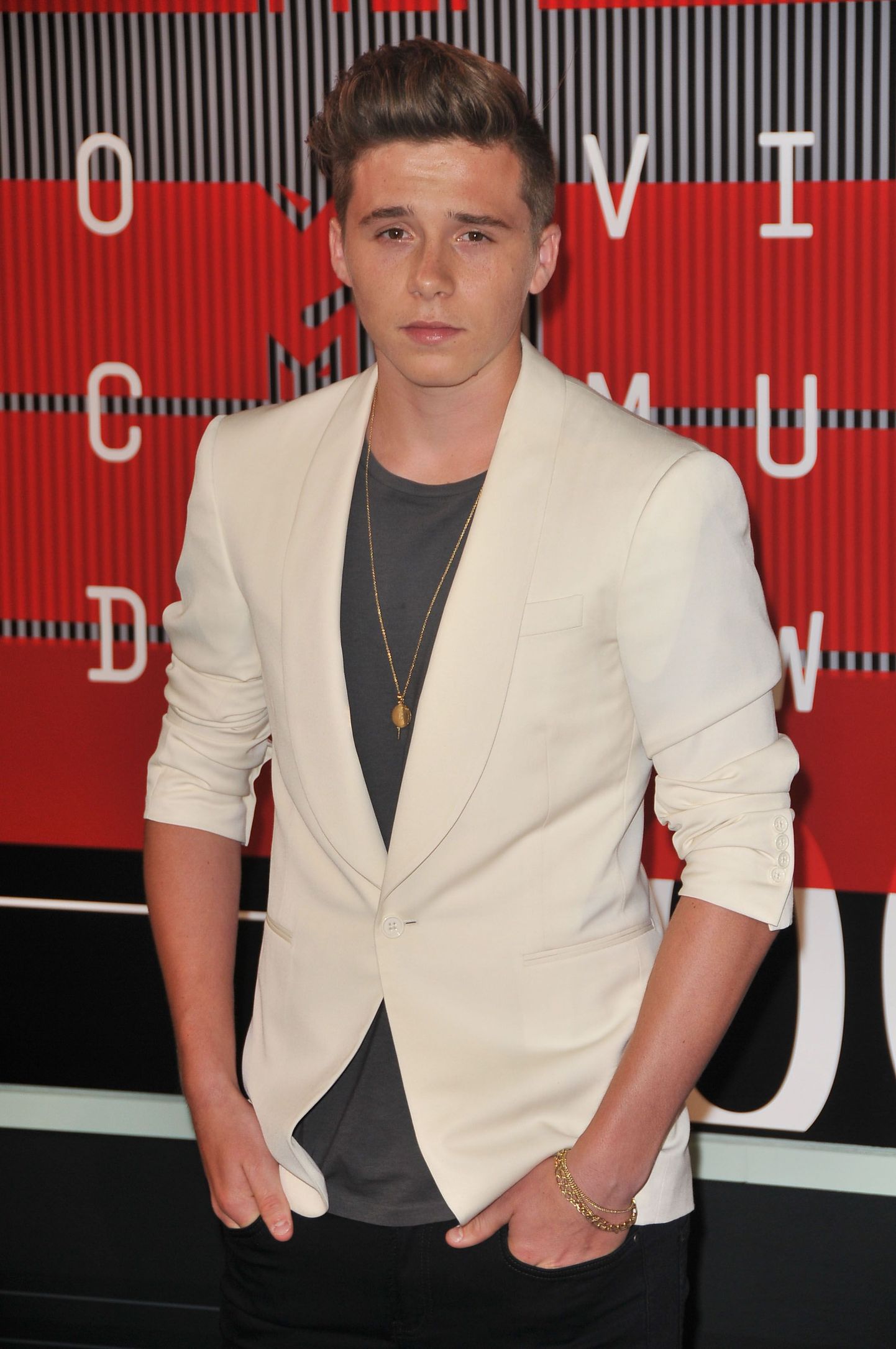 Brooklyn Beckham arrives at the 2015 MTV Video Music Awards held at Microsoft Theater in Los Angeles, CA on August 30, 2015. Photo by: Sthanlee B. Mirador  *** Please Use Credit from Credit Field ***