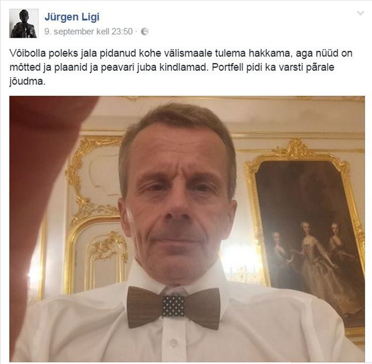 Jürgen Ligi reedene postitus Facebookis.