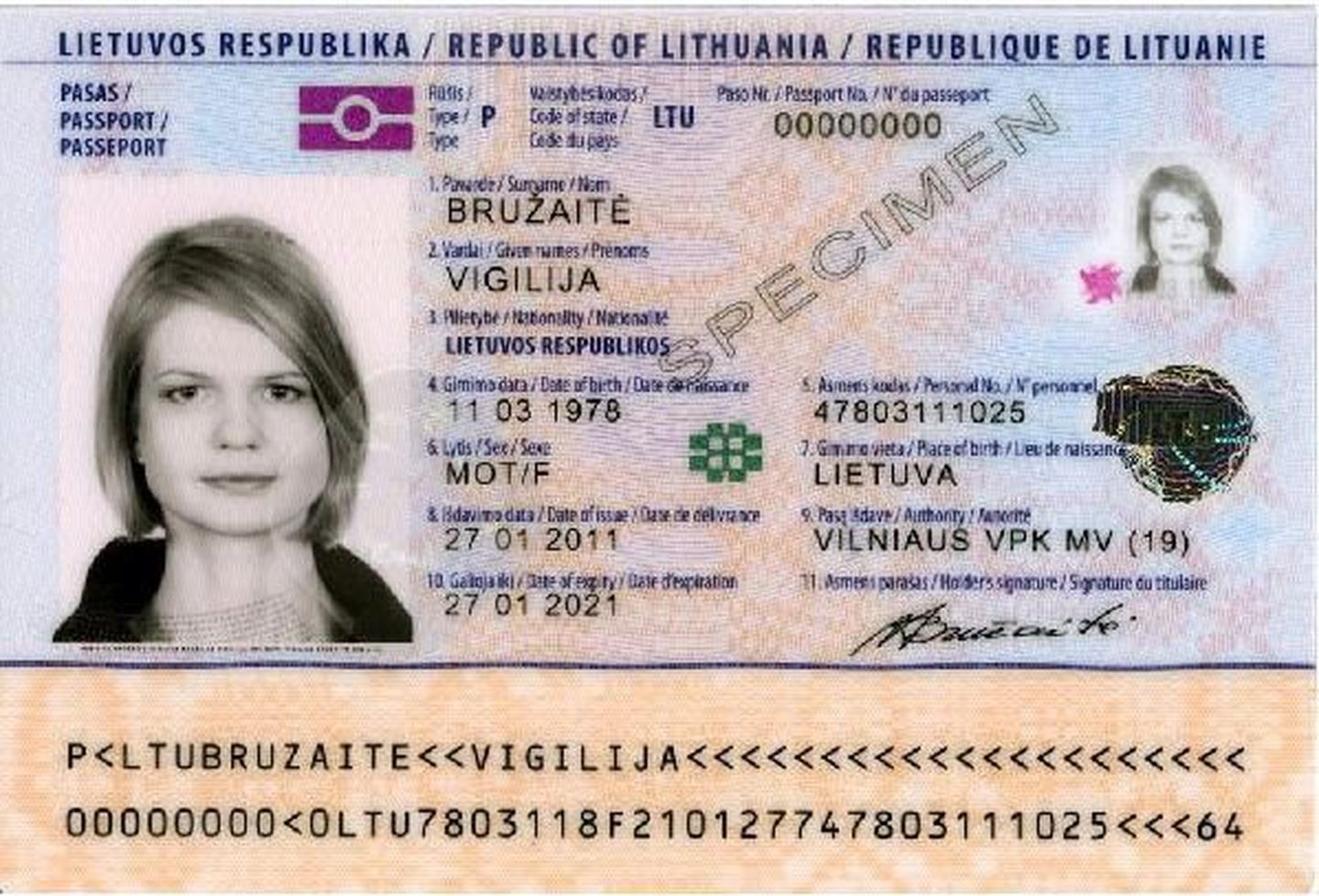 Leedu passi näidis.