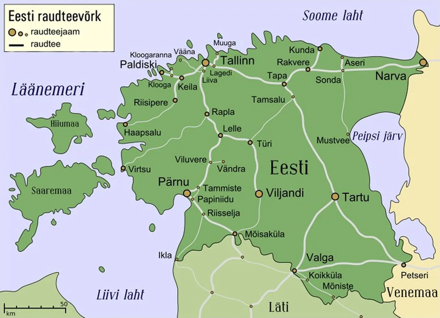 Selline oli 1973. aastal Eesti raudteevõrk.