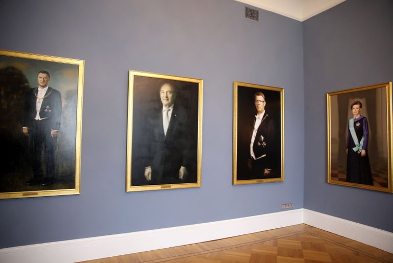 Портретная галерея президентов Латвийской Республики в Рижском замке.