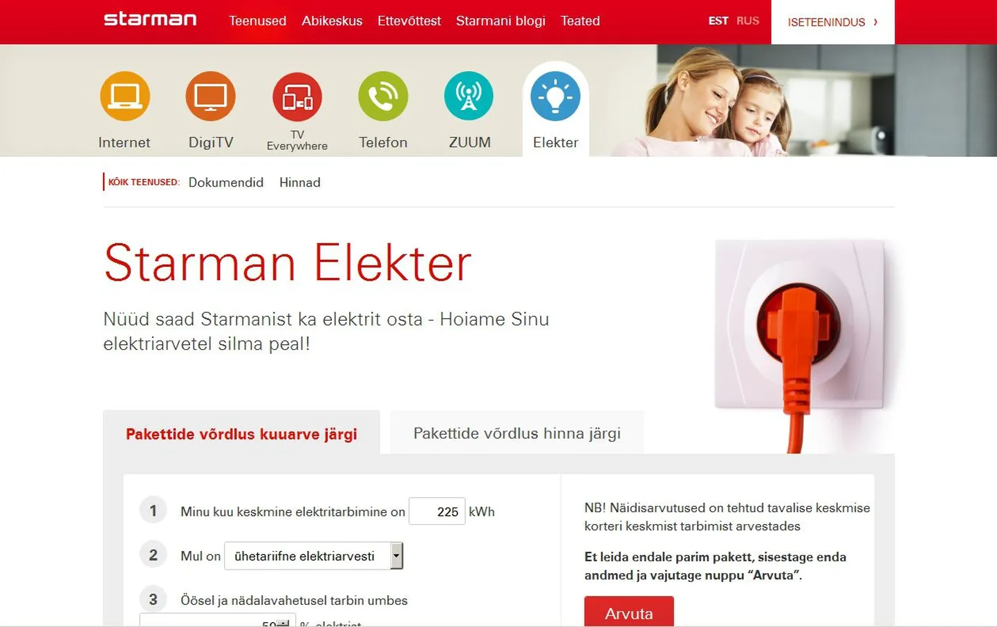 Elektrimüük Starmani kodulehel.