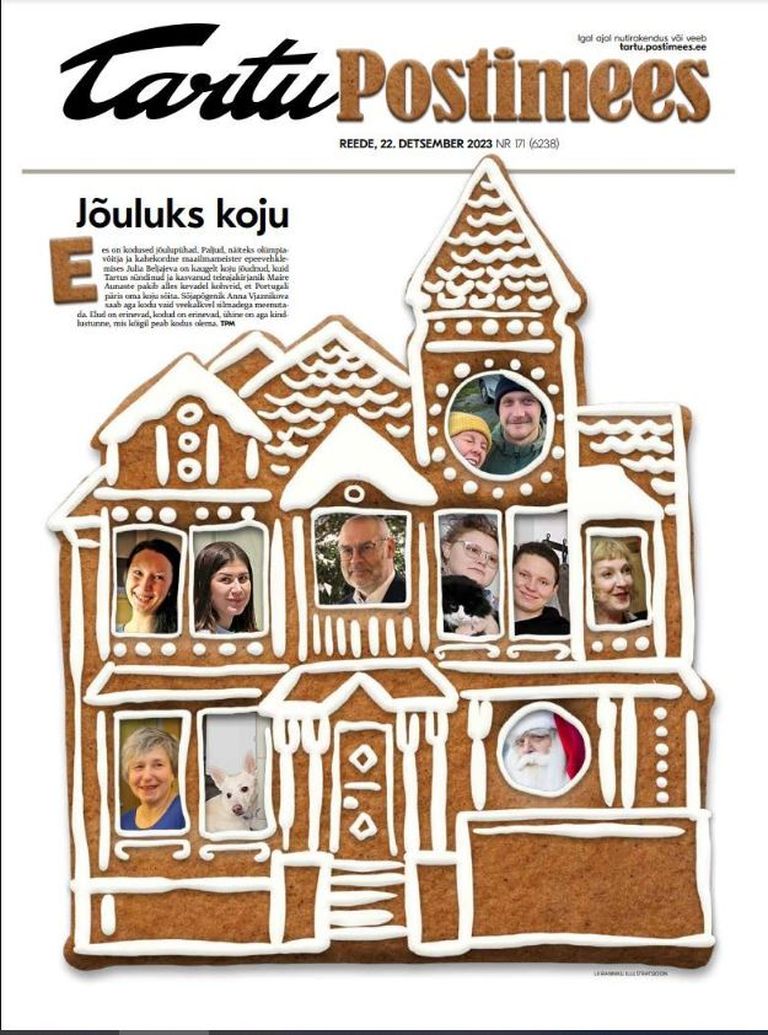 Lii Ranniku loodud Tartu Postimehe jõululehe esikülg.