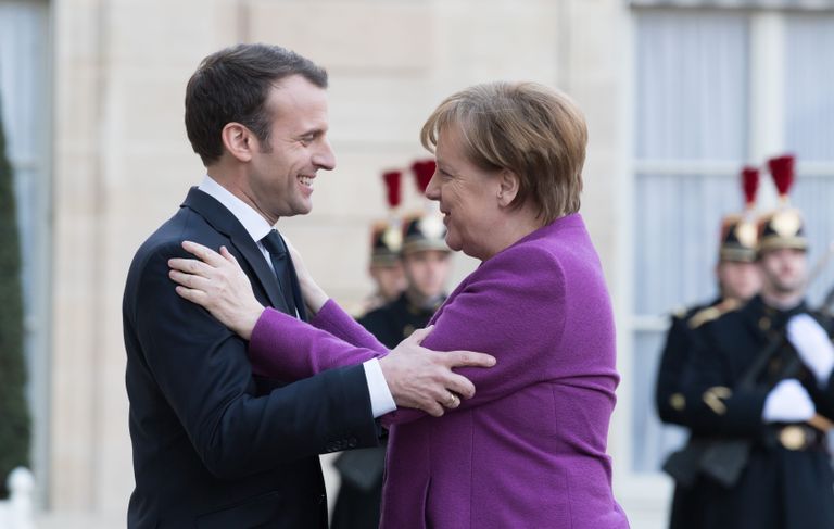 Prantsusmaa president Emmanuel Macron ja Saksamaa liidukantsler Angela Merkel.