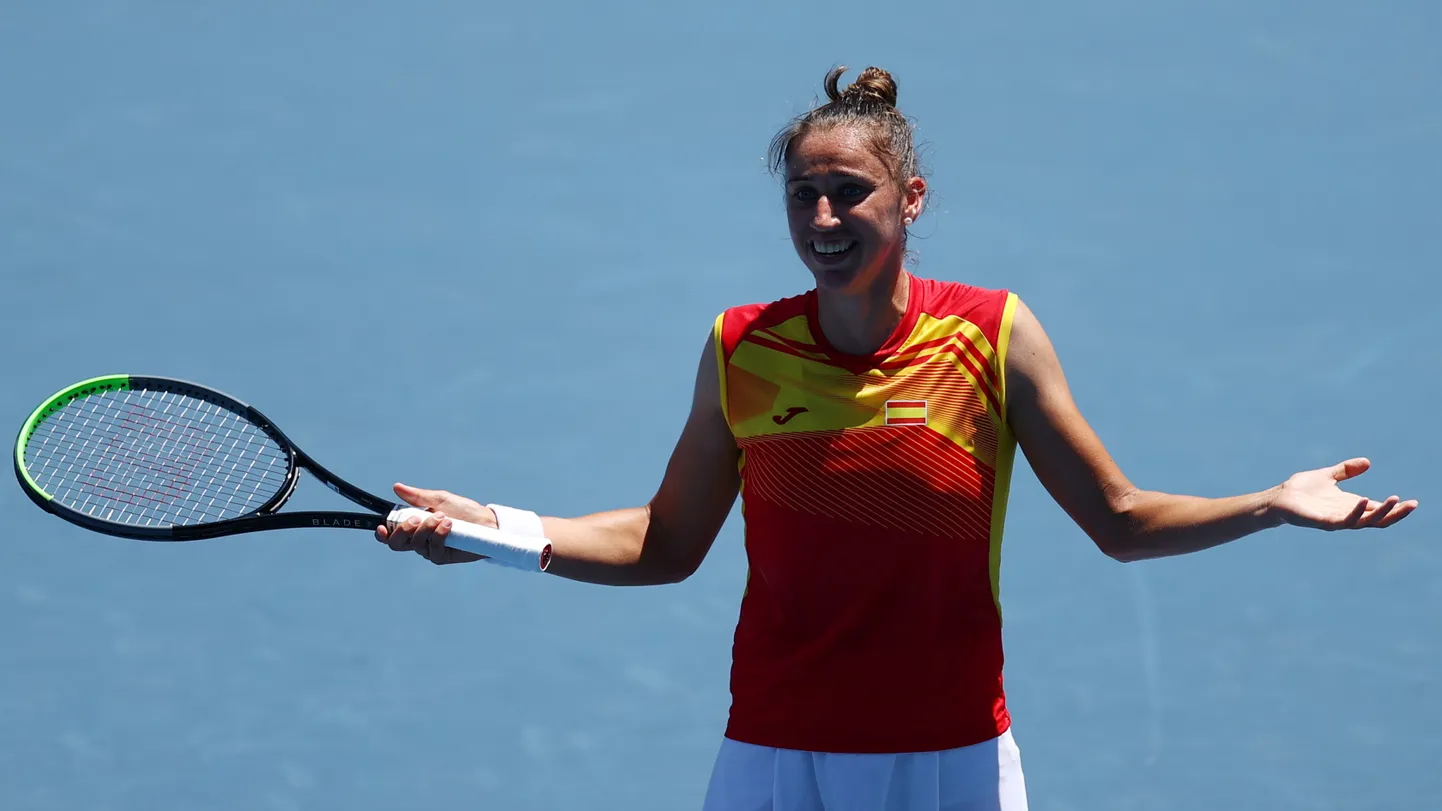 Sara Sorribes Tormo ei suuda enda võitu uskuda.