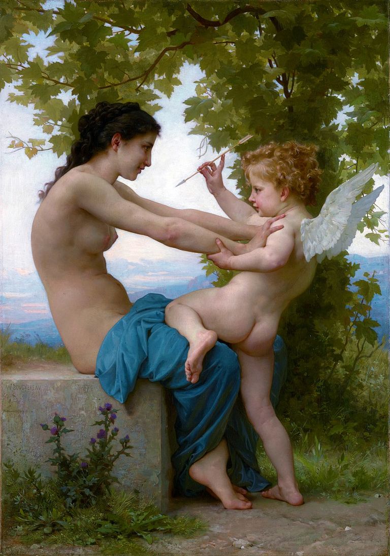 Viljama Adolfa Bugro glezna "Jauna meitene cīnās ar Erotu". (1880.g.)