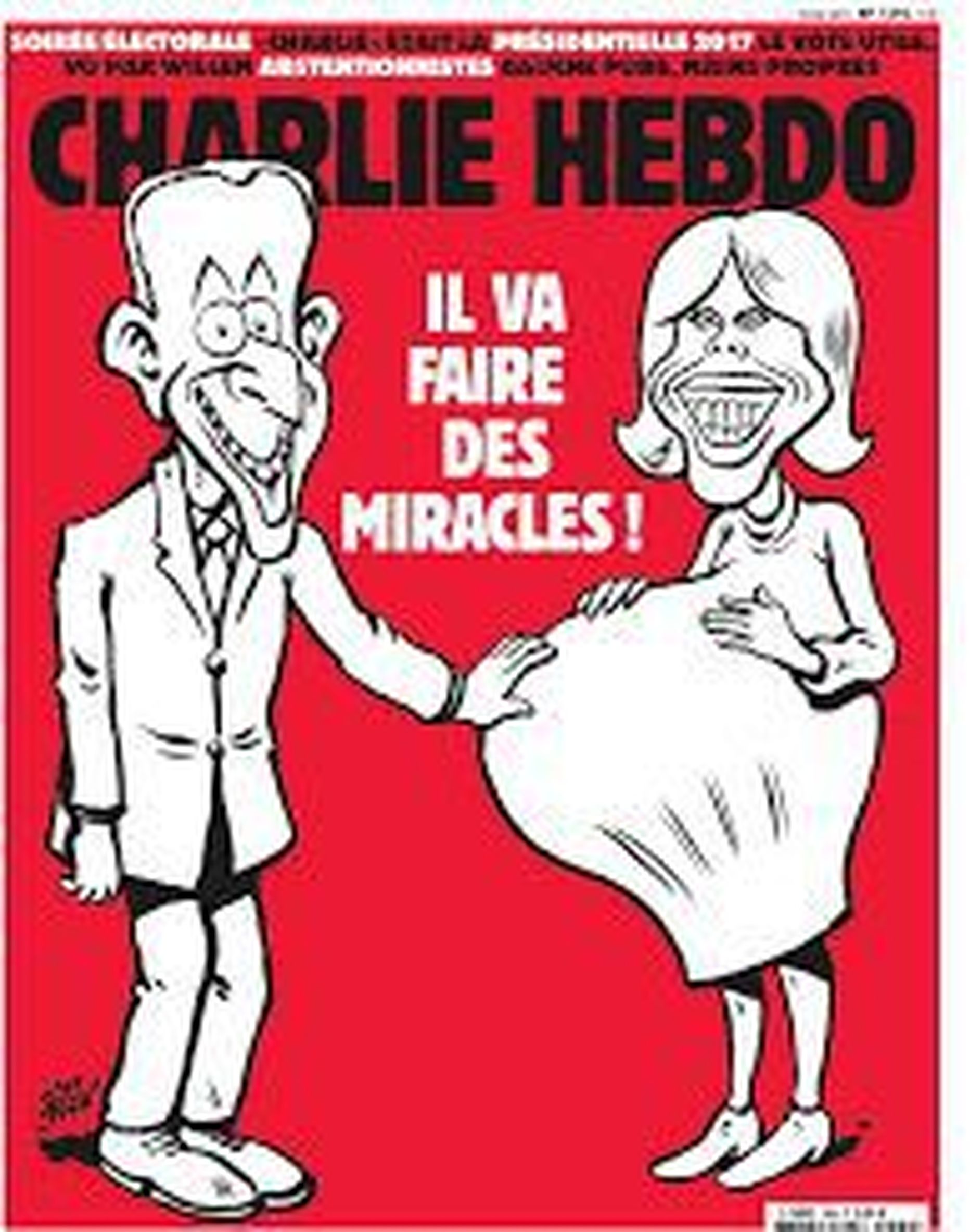 Charlie Hebdo karikatuur Emmanuel Macroni ja Brigitte Trogneux kohta
