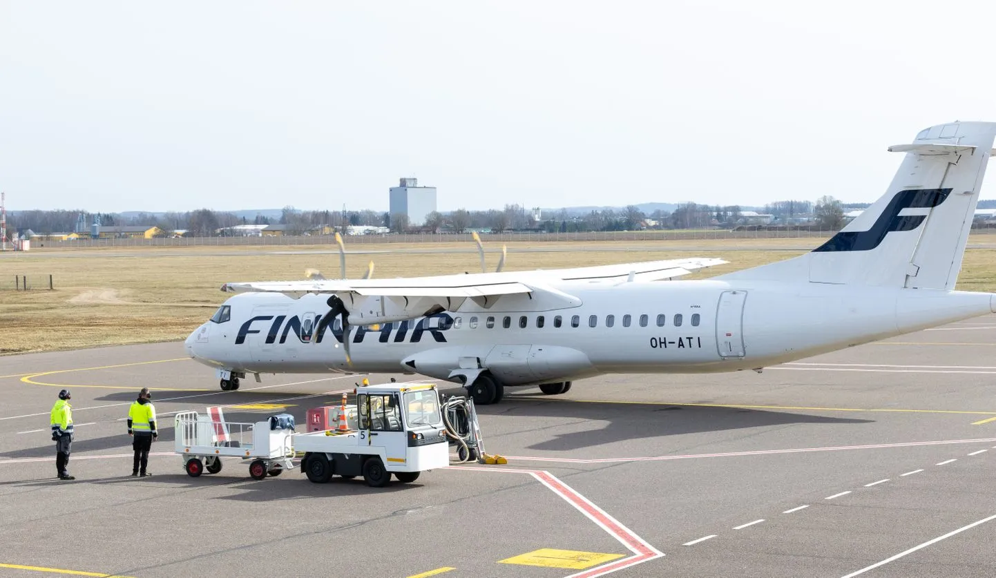 Самолет компании Finnair в аэропорту Тарту.