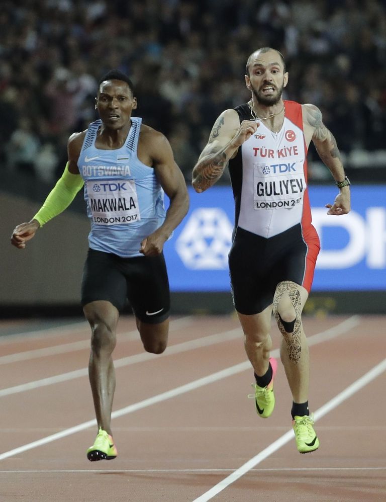 Botswana Isaac Makwala ja Türgi Ramil Gulijev, kes võitis meeste 200 meetri jooksu