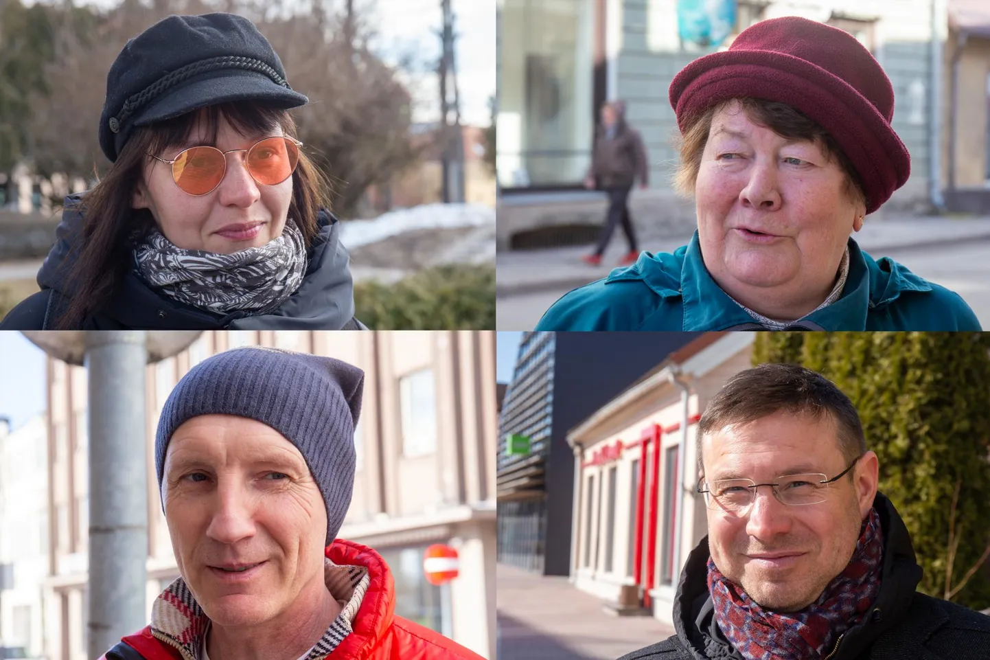 Tänavaküsitluses osalejad Marika Palm, Aino Prost, Raimo Nõgel ja Kalvi Kants