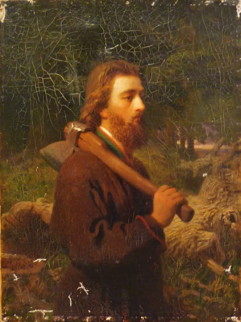 Johann Köler. «Hiiu saare talupoeg kirvega / Villem Tamme portree»