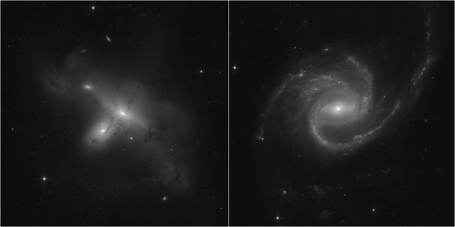 Hubble pildistas galaktikaid ARP-MADORE2115-273 (vasakul) ja ARP-MADORE0002-503
