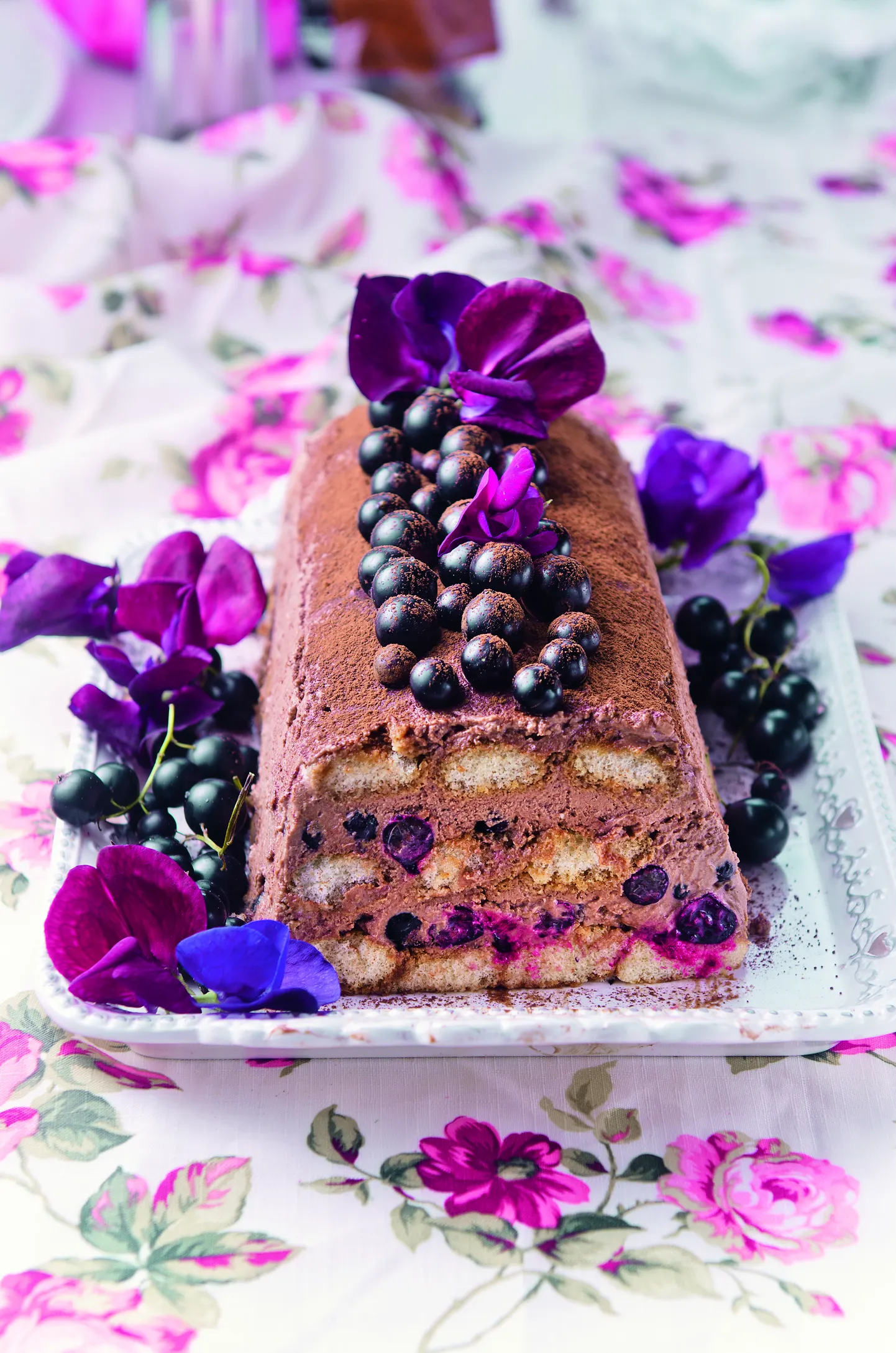Musta sõstra ja śokolaadi tiramisu. Foto raamatust "Pille köök. Aastad heade maitsetega".