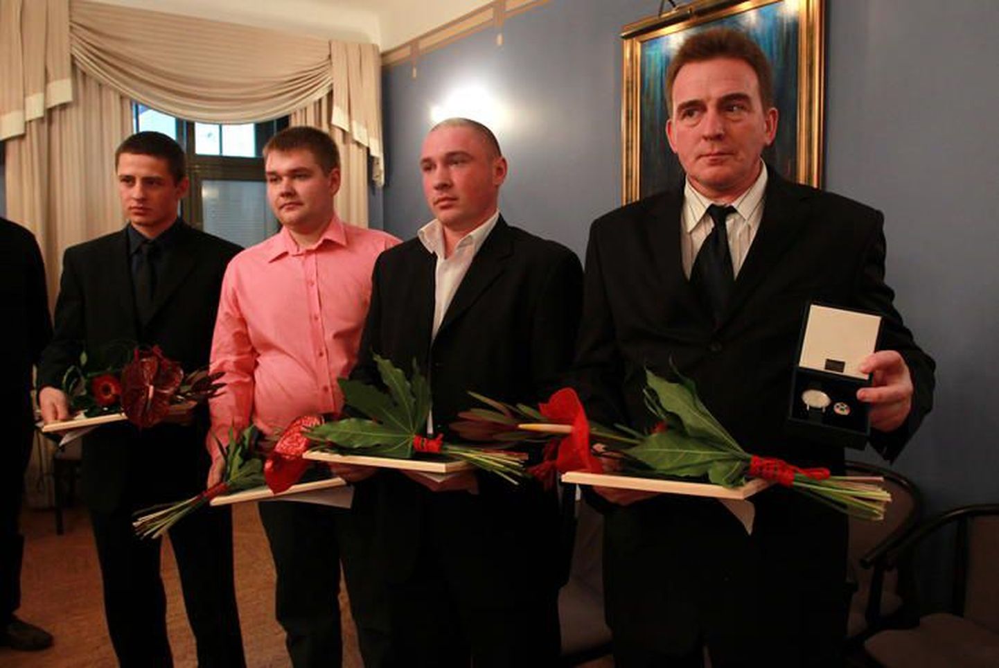 Награжденные (слева направа): Хенри Метсавас, Артур Мянд, Денис Спиридонов, Андрей Федотов.