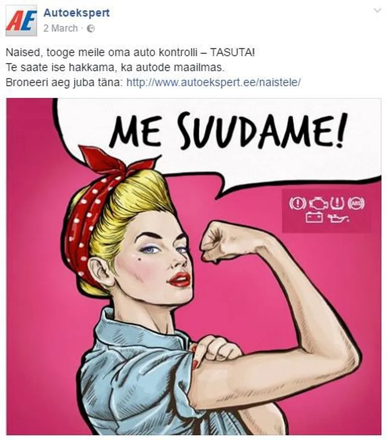 Ka naine võib oma auto ise parandusse viia. Autoeksperdi reklaam.