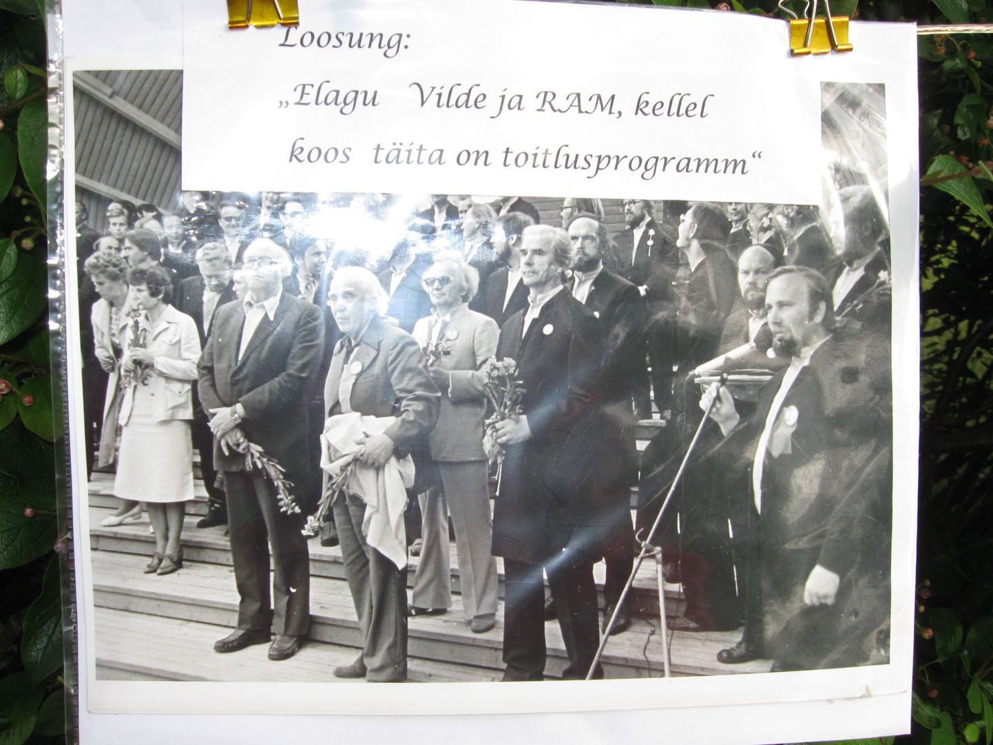 Fotol killuke vabaõhunäitusest Pajustis Eduard Vilde kuju juures.