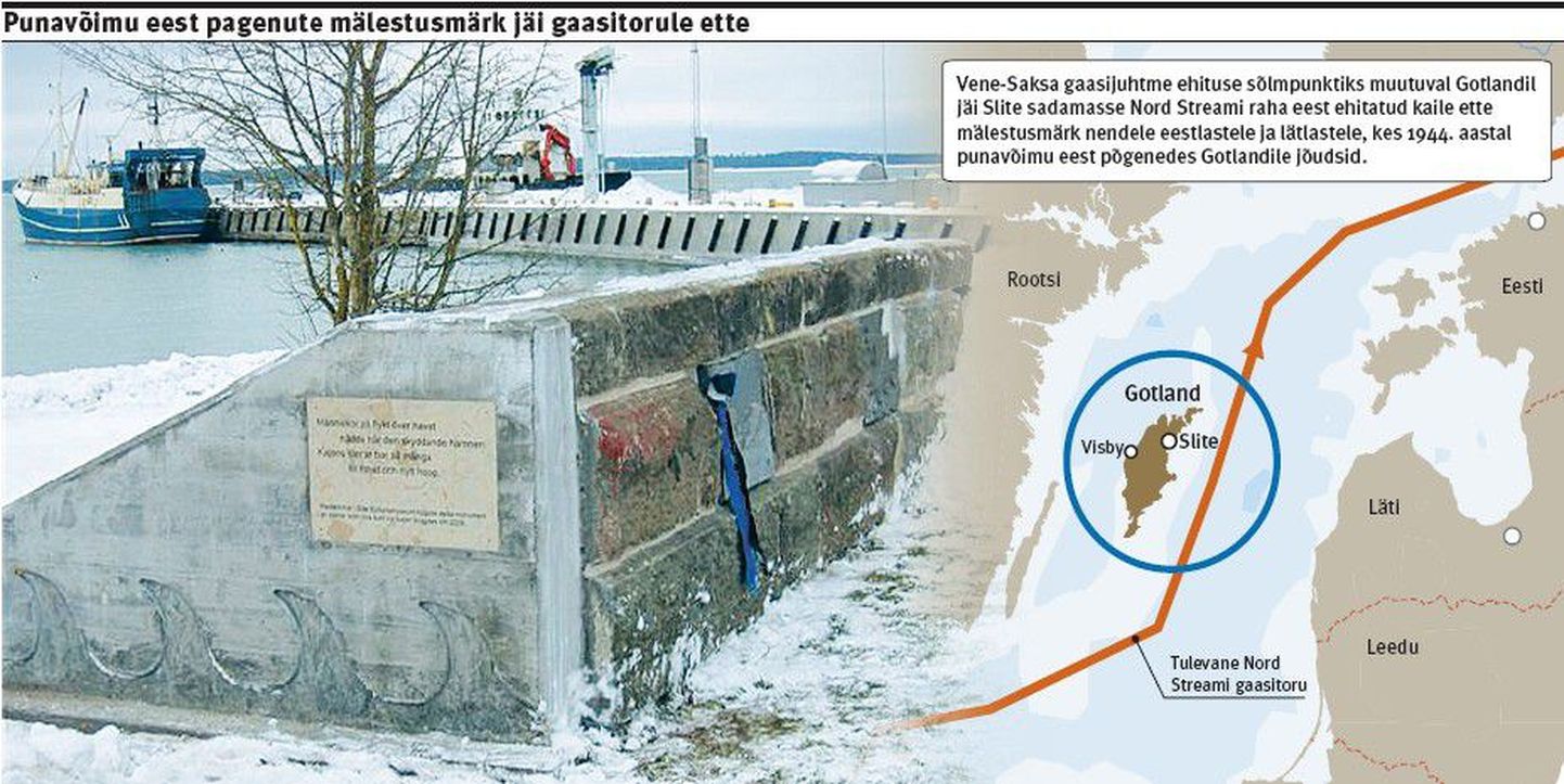 Läti ja Eesti pagulaste mälestustahvel
uues kohas Slite sadamas.