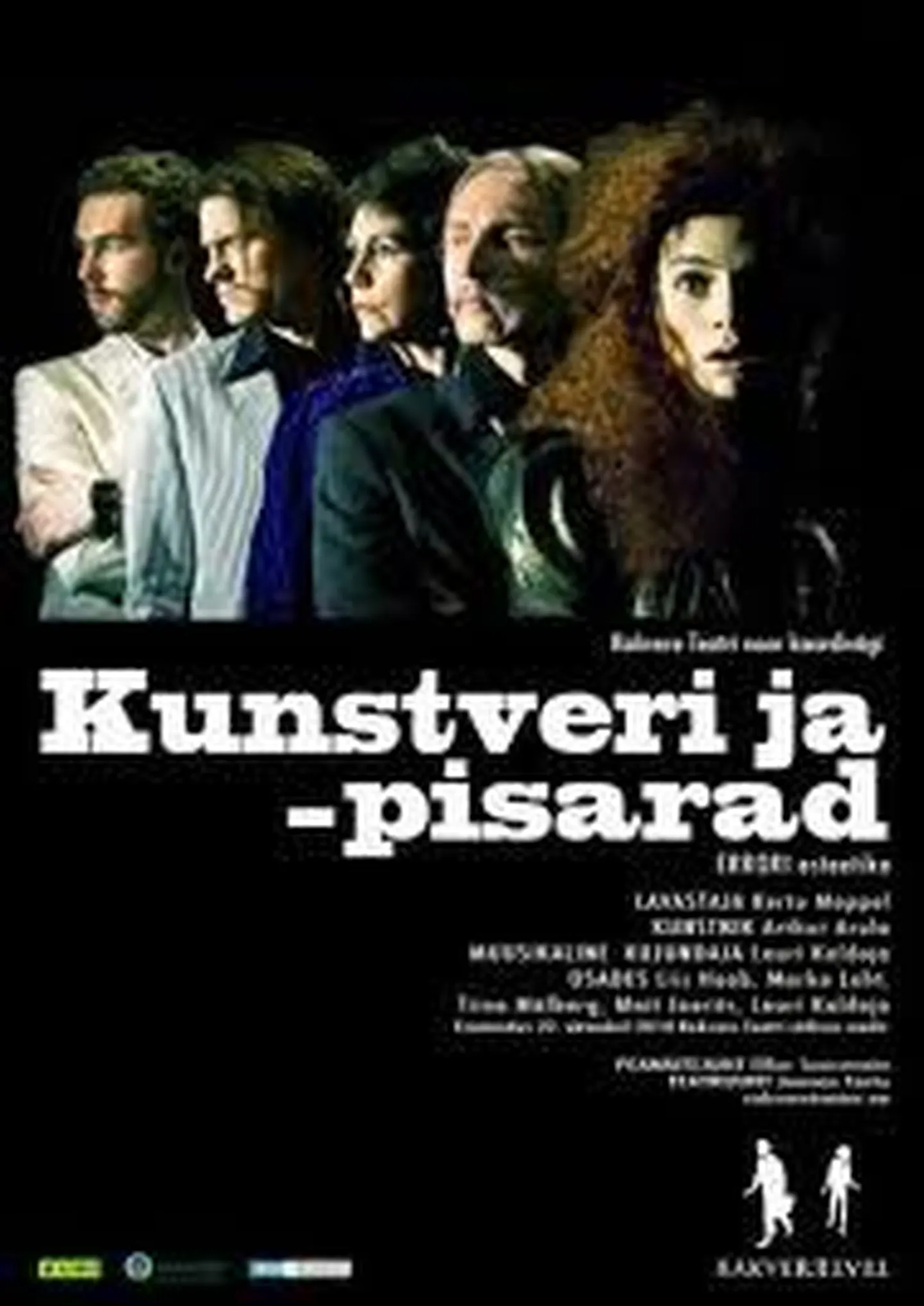 Lavastuse "Kunstveri ja -pisarad" plakat.
