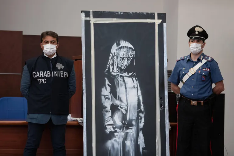Banksy leinav naine Bataclanist.