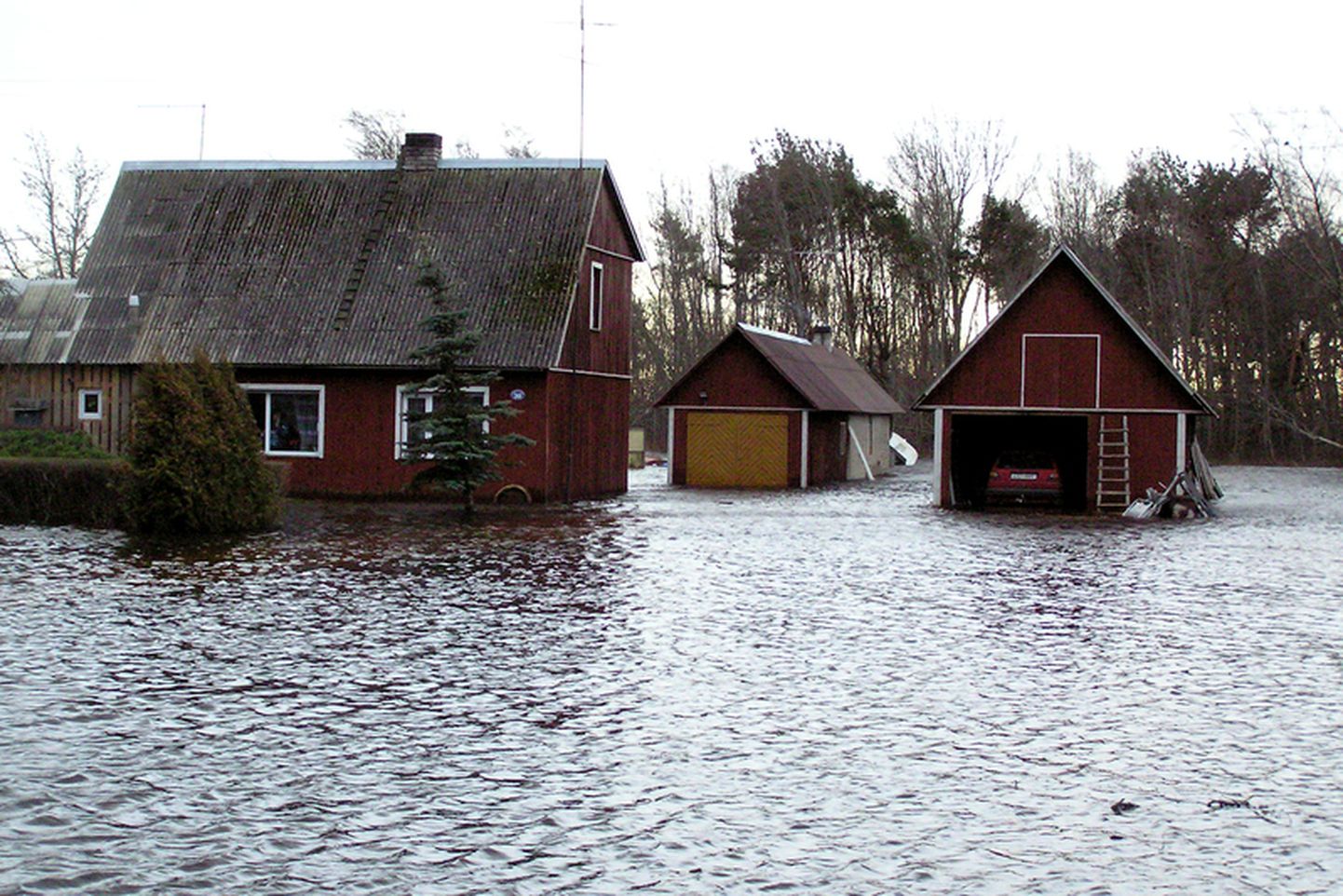 2005. aasta aaanuaritormi tekitatud üleujutus Nasval. Foto Saaremaa muuseumi kogust (smf4109 110).