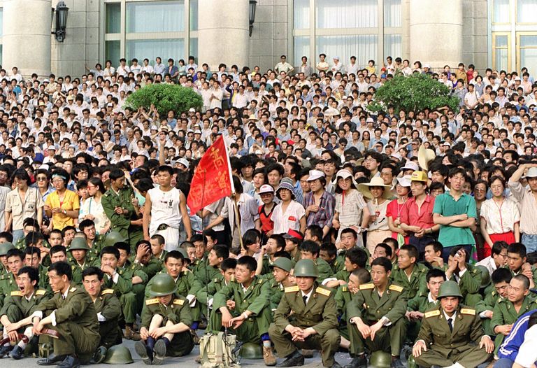 Protestiaktsioon Tiananmeni väljakul.