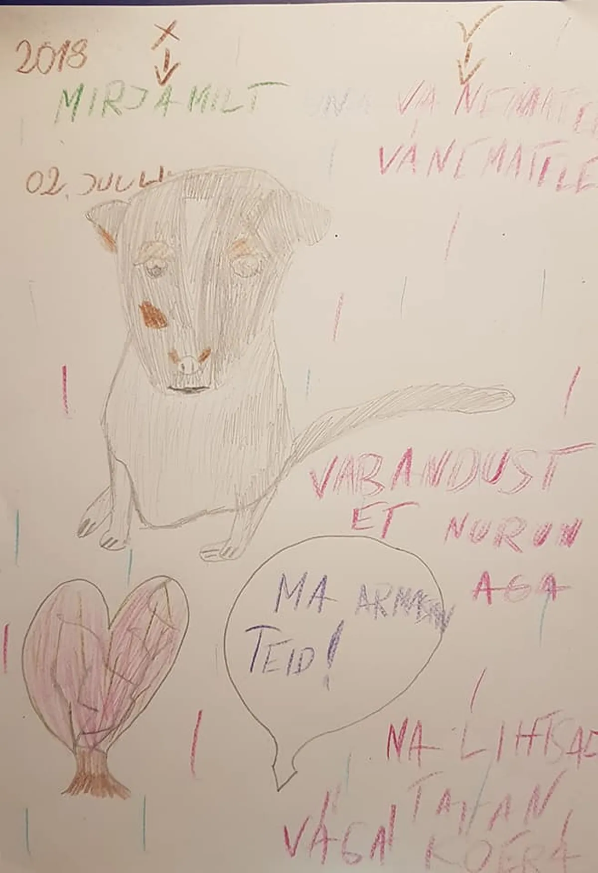 See pilt on joonistatud kaks aastat enne Muru sündimist. Peretütar Mirjam igatses endale väga-väga koera.