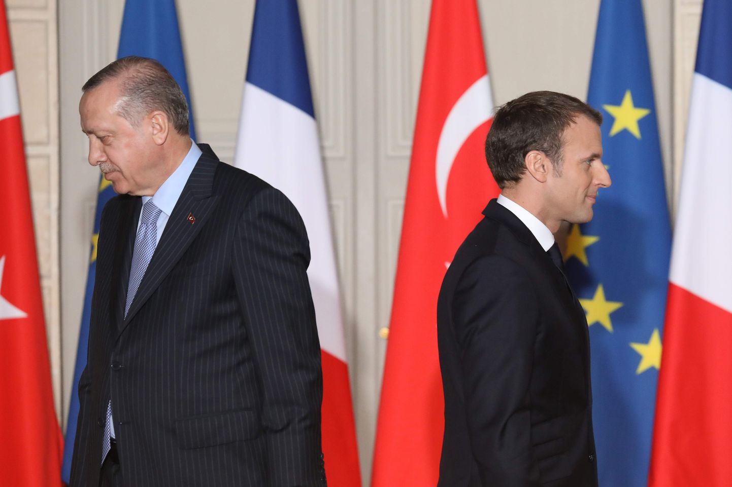 Türgi president Recep Tayyip Erdoğan ja Prantsusmaa president Emmanuel Macron.