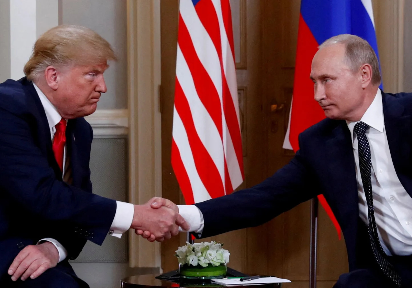 Donalda Trampa un Vladimira Putina tikšanās 2018. gadā Somijā, Helsinkos.