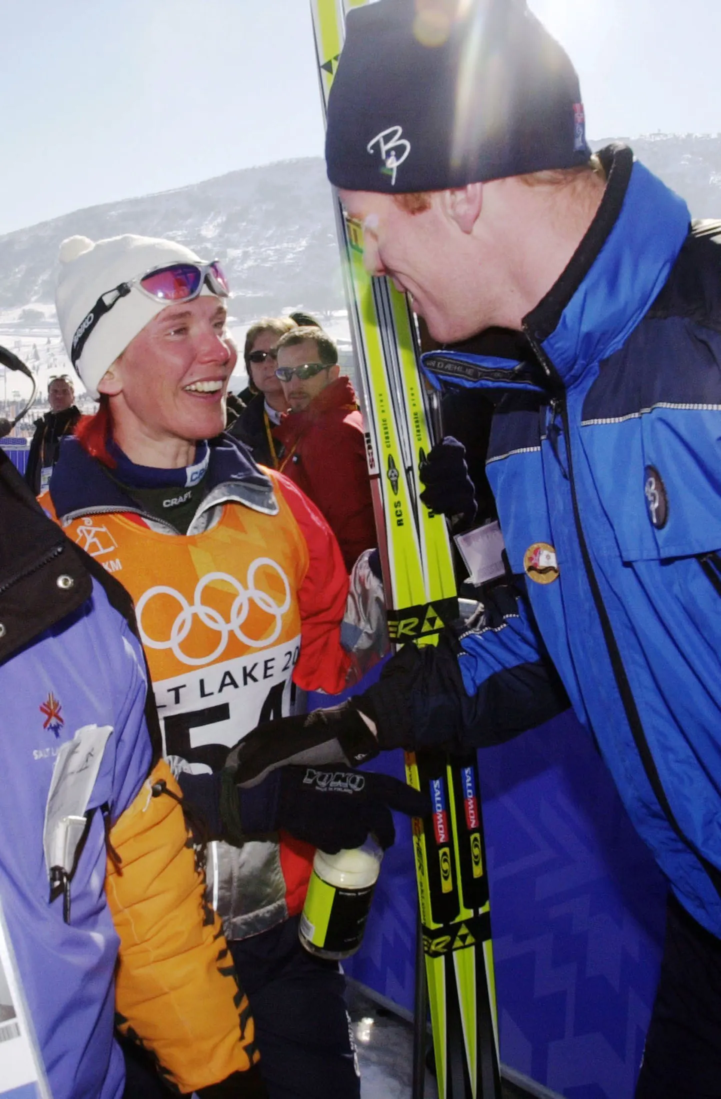 Björn Daehlie (paremal) ja Bente Skari Salt Lake City olümpial.