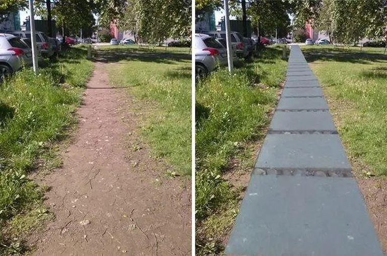 Idee nr 10. «Lehmaradade» asemele mugavad liikumisteed ja heakorrastatud linnaruum. Idee esitajad leiavad, et Tartus on palju kohti, kus varem rajatud rohealal on porised teerajad, sest neis kohtades pole arvestatud inimeste liikumismustritega. Idee autorid soovivad need rajad muuta sillutisega kõnni- või kergliiklusteedeks.