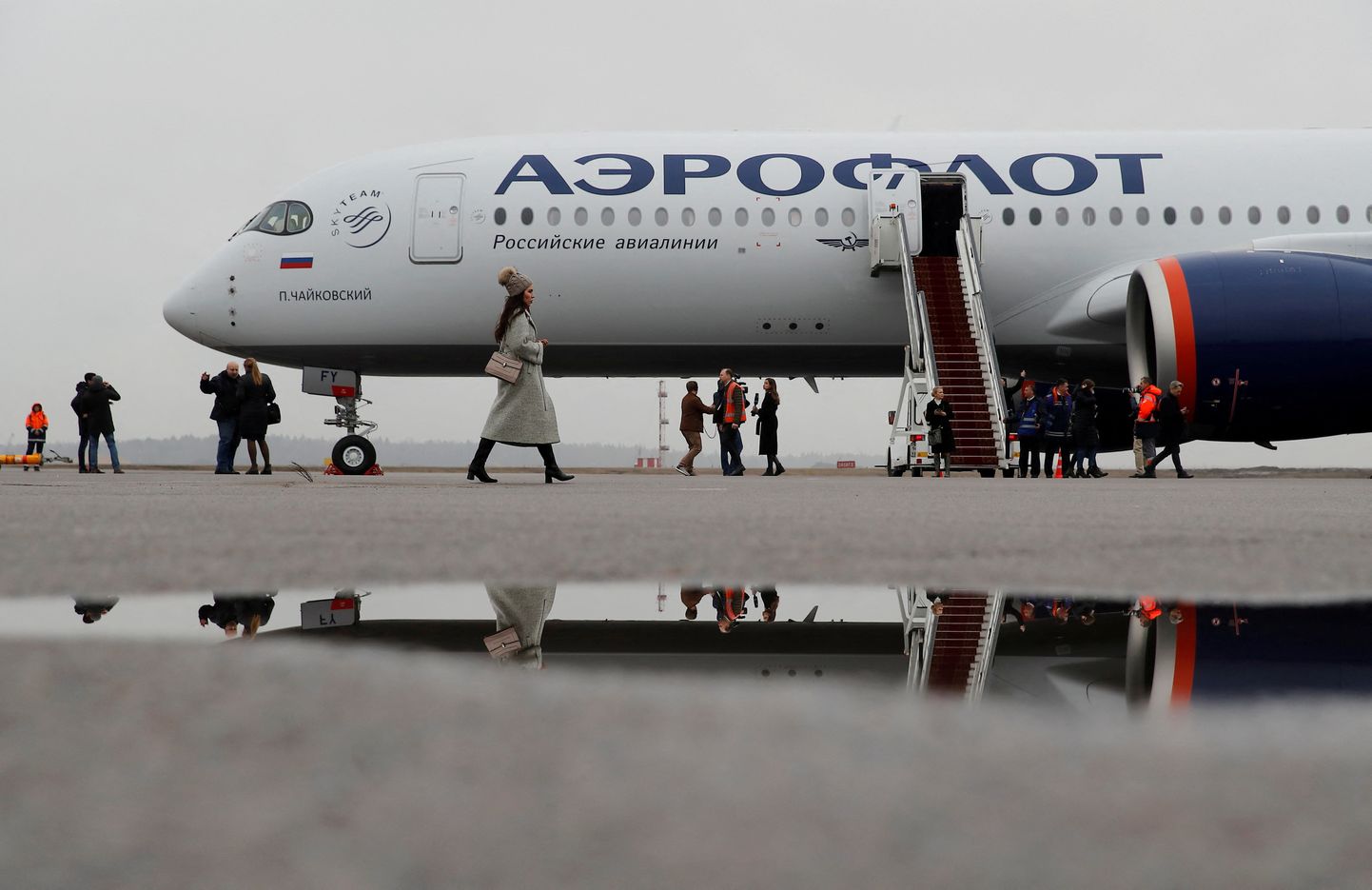 Aerofloti A350-900 Moskvas Šeremetjevo lennujaamas 2020. aasta märtsis.