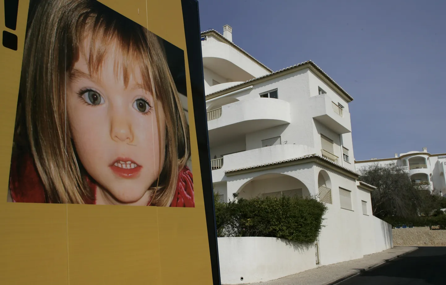 Madeleine McCanni reklaamtahvel Praia da Luzi turismikuurordis 5. aprillil 2009, kus Madeleine kaduma läks.