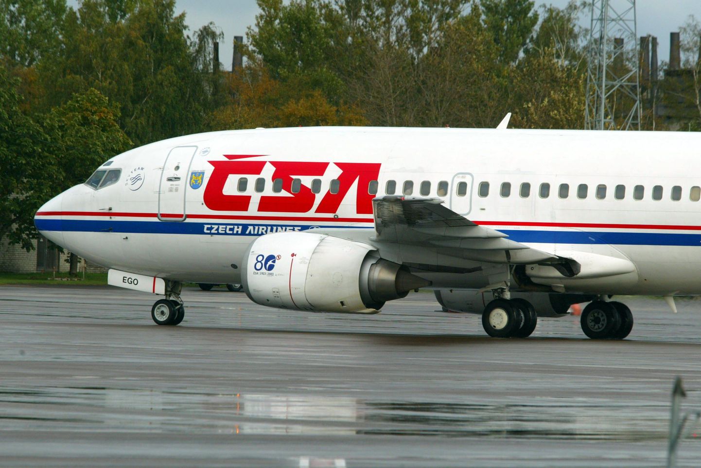 Czech Airlinesi lennuk saabumas Tallinna lennuväljale.
