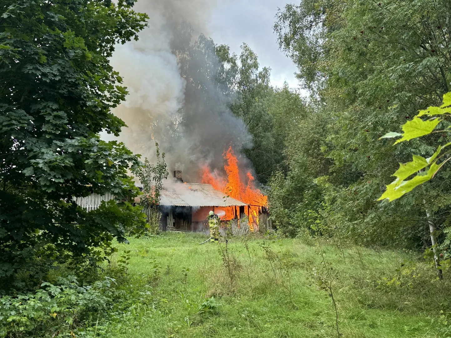 Saun on tulekahjus juba täielikult hävinud.