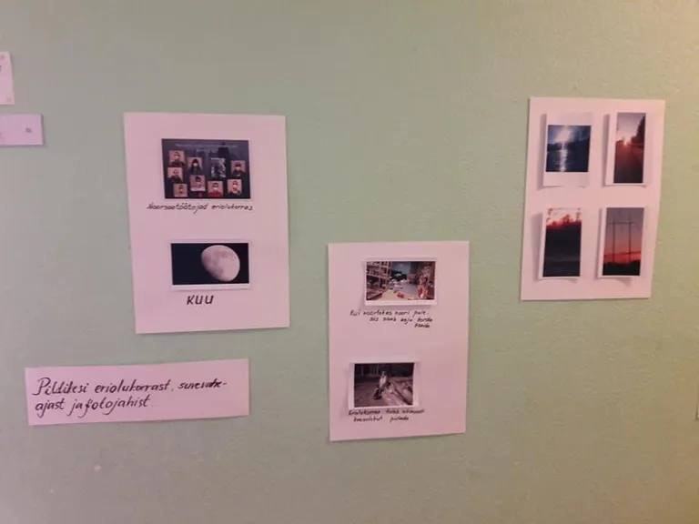 Uhtna noortetoas üles pandud näitusel on palju fotosid laste suvistest tegevustest.
