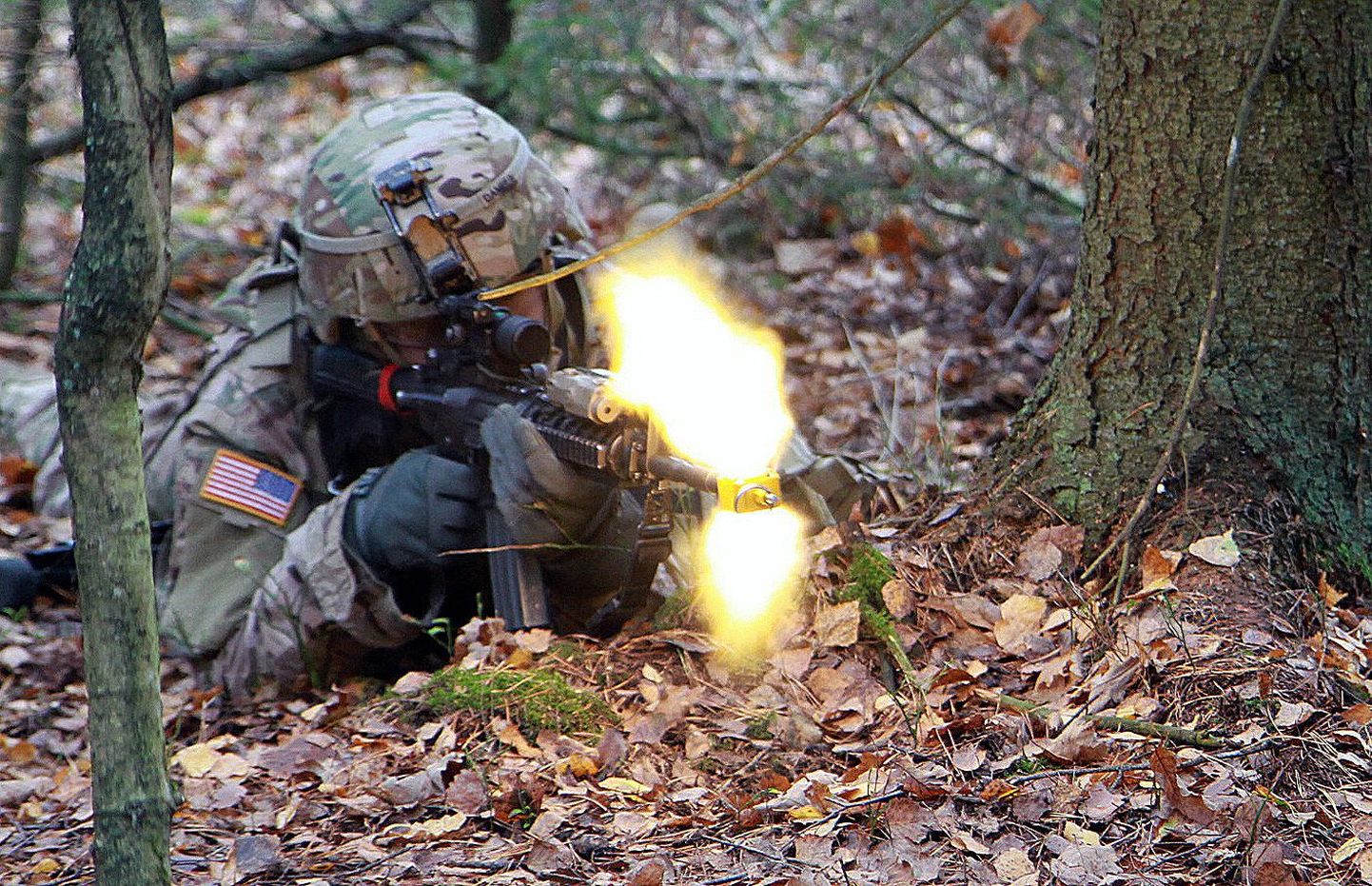 USA sõdur Leedu metsas.