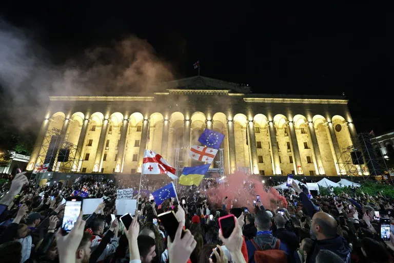 Протестующие перед зданием парламента