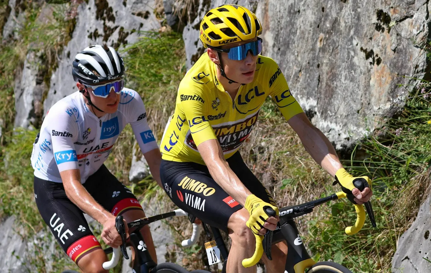 Viimaste aastate Tour De France’id on kujunenud taanlase Jonas Vingegaardi (kollases särgis) ja sloveen Tadej Pogačari mõõduvõttudeks.