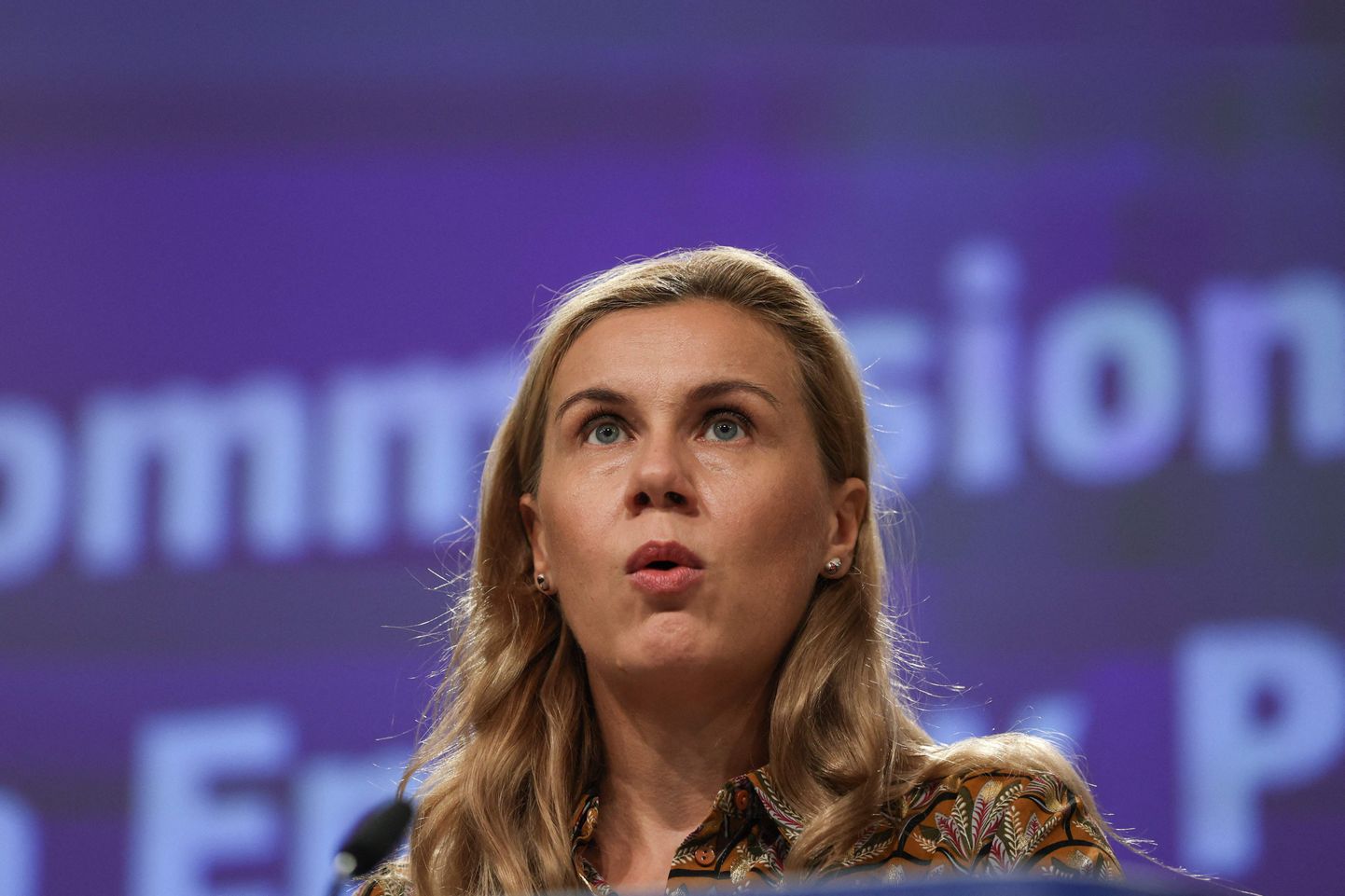 Euroopa Liidu energiavolinik Kadri Simson 13. oktoobril 2021 Brüsselis pressikonverentsi andmas.