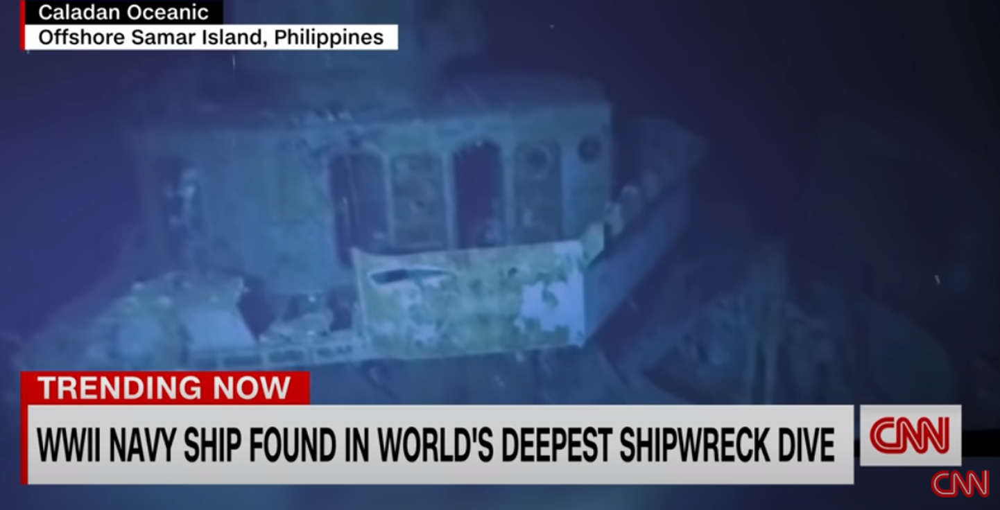 25. oktoobril 1944 uppunud USA hävituslaev USS Johnston DD557, mis asub Filipiinide meres 6500 meetri sügavusel